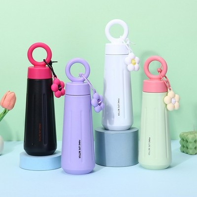 450ML Unisex Thermosflasche mit Sonnenblumen Anhänger 316 Edelstahl Isol _wo