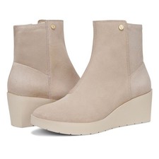 Image of Vionic Skylar Womens 8 Wide Width Beige Suede Leather Wedge Ankle Boots Booties