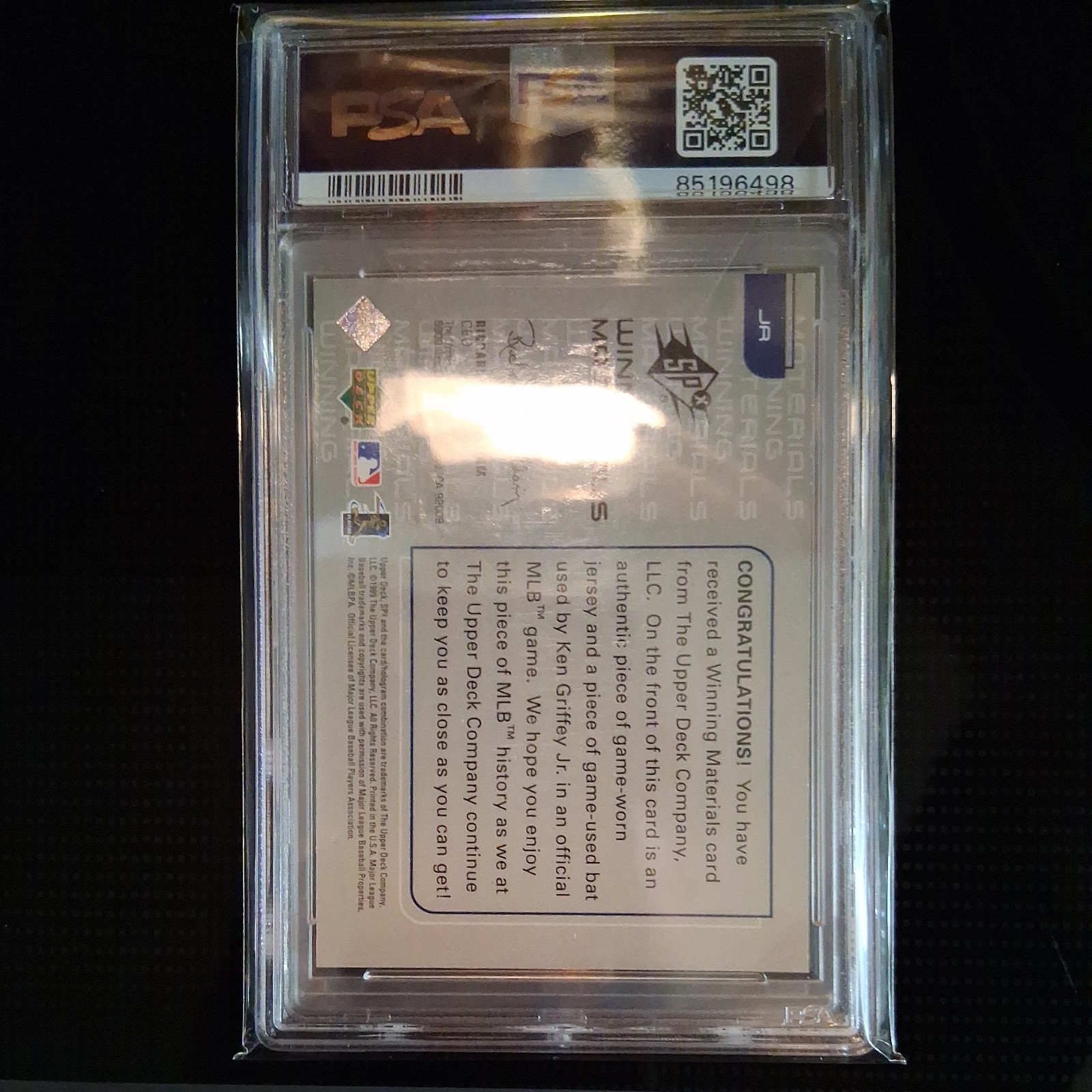 1999 SPx - Winning Materials Ken Griffey Jr #JR PSA 5 view 2