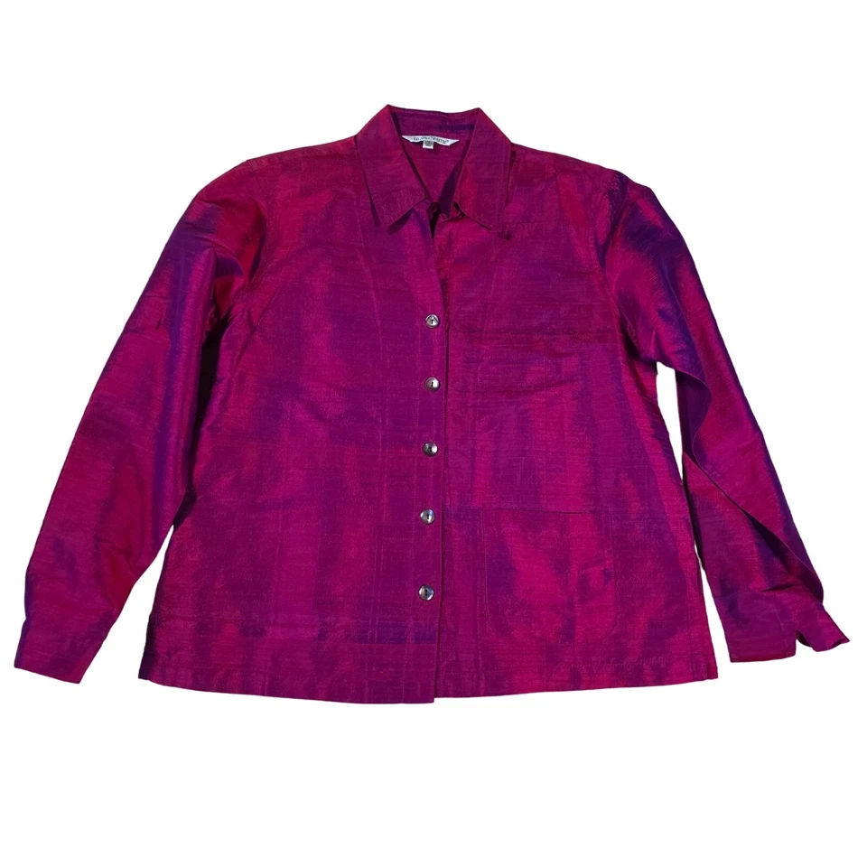 Blazer vintage Travel Smith para mujer talla M 100 % seda opalescente botón conjunto de 2 Foto 2 de 4