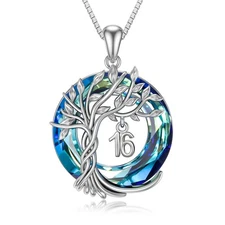 Sterling Silver Tree of Life Necklace Birthday Gift for Women Mom Grandmother...