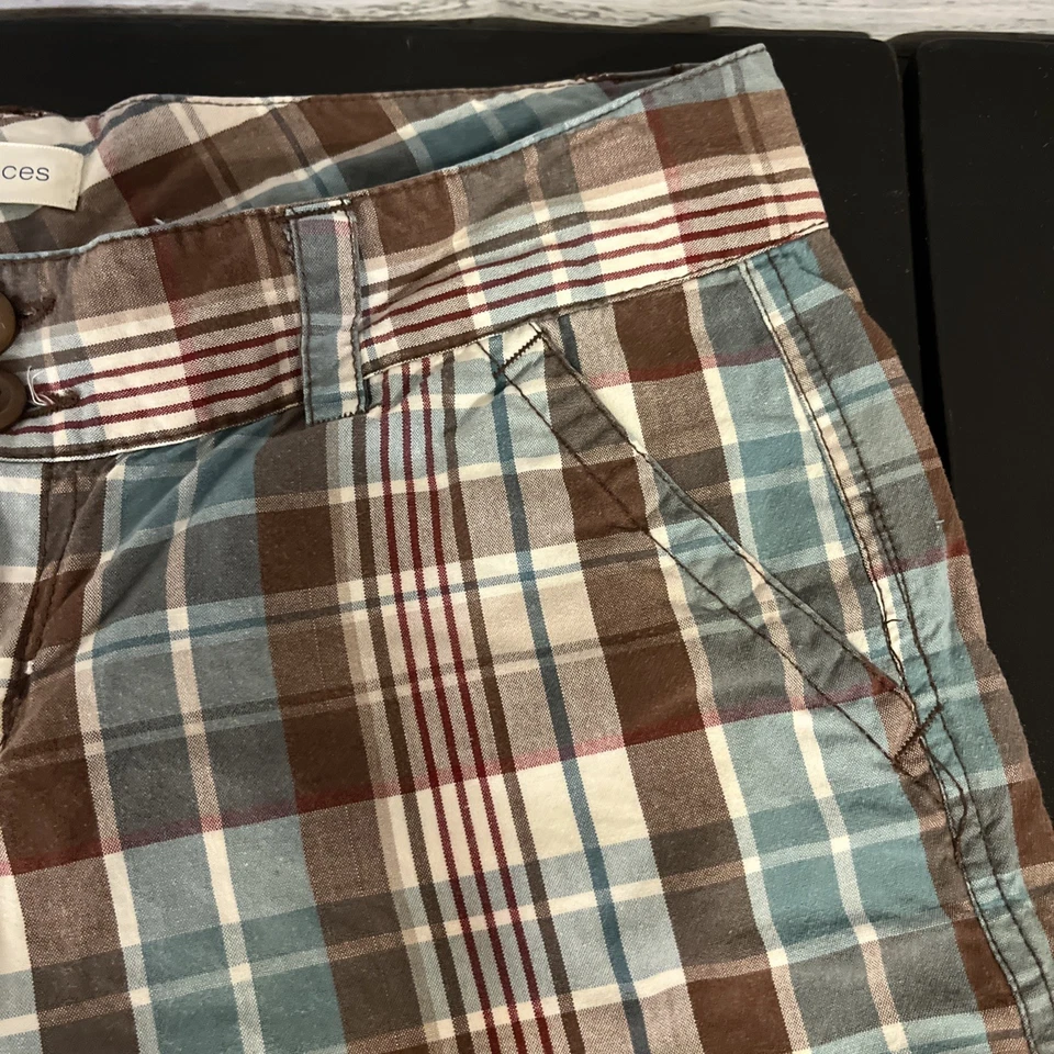 Pantalones Cortos Maurices Junior 9/10 Multicolor Chino a Cuadros 100% Algodón Bolsillo Cortado Foto 4 de 4