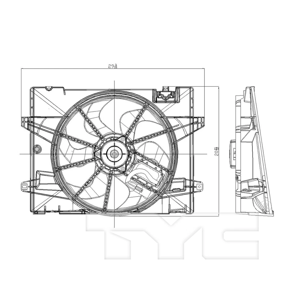 Conjunto de ventilador condensador y radiador doble TYC para Ford Crown Victoria 2006-2011 Foto 4 de 4