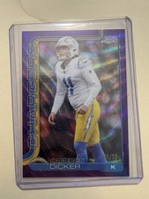 2025 Topps Chrome Football Cameron Dicker Purple Wave /75 Chargers