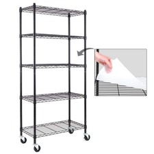 Black 5-Tier Rolling Heavy Duty Metal Wire Storage Shelving Unit Casters 1 in. P