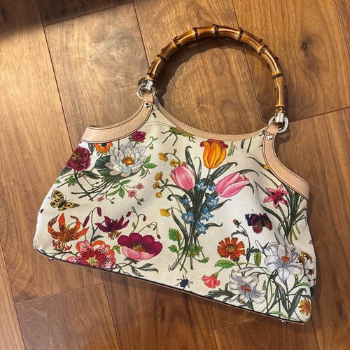 [Used] Gucci Flora Bamboo Handbag Shoulder bag Flower Print Canvas used