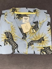Chelsea Peers Blue Celestial Zebra Patterned Shortie Pyjamas UK12/Medium BNWT