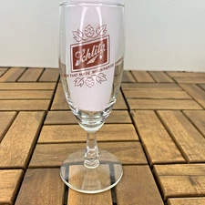 Vintage Schlitz Beer Stemmed Pilsner Pokal Footed 8oz Glass Milwaukee's Famous