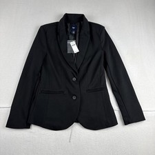 New Gap Womens Black Academy Blazer Size 0 Two Button Business Office Career