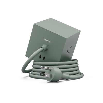 AVOLT Square 1 Magnetic Power Cube   Power Strip Cube, 3 AC Outlets, 2 Ports,