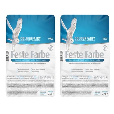 Colourfairy Feste Farbe weiß seidenmatt Wandfarbe Innenfarbe 5l (2 x 2,5l)