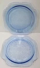 1930’s Federal Depression Glass Blue Madrid 10” 2 Plate Square Dinner Appetizers
