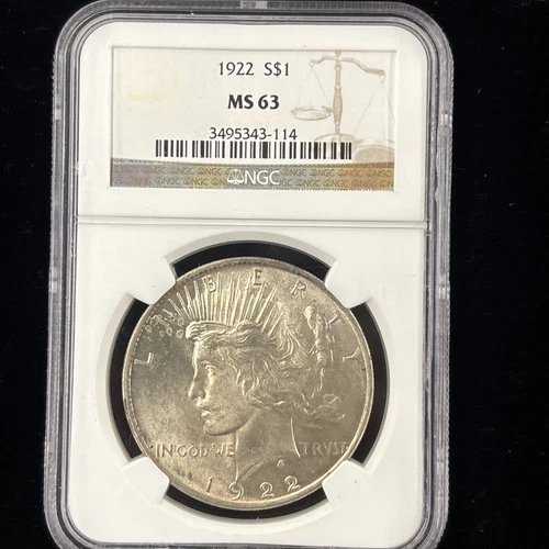 1922 Peace Silver Dollar NGC MS-63