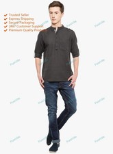 Mens Kurta Solid Mens Cotton Kurta plus Size Shirt Kurta Half Sleeves