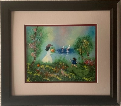 o'o'o Louis CARDIN PAINTING #2 . Enamel on Copper . 8x10 . Signed . Prof. Framed