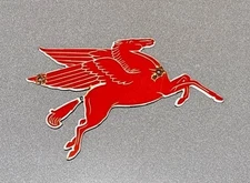 VINTAGE 12” MOBIL PEGASUS HORSE PORCELAIN SIGN GAS OIL CAR TRUCK MOTORCYCLE