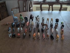 Safari Jungle Animal Children Toys + Dinosaurs Lot Of 46 Horse Cows Lions Tigers