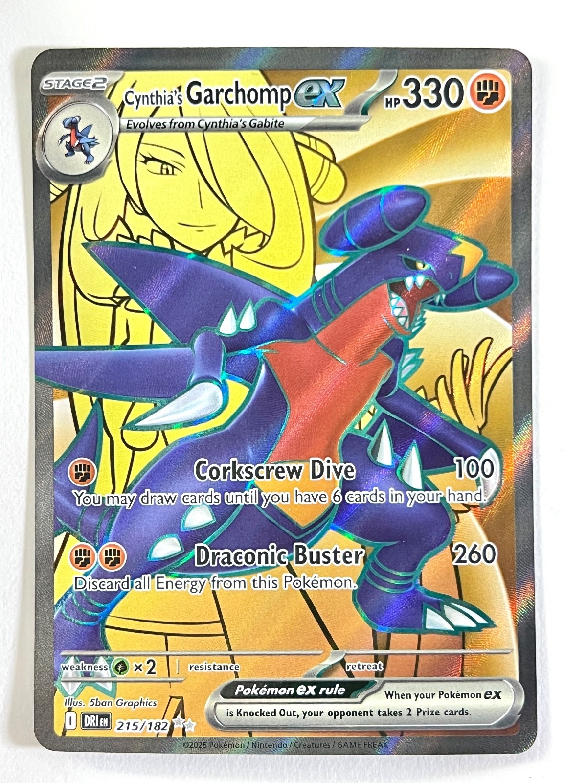 Cynthia’s Garchomp ex 215/182 Ultra Rare Destined Rivals Pokemon - Near Mint NM