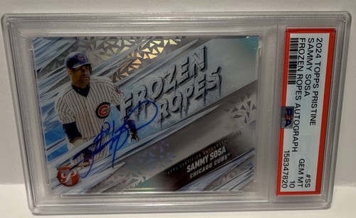 2024 Topps Pristine Frozen Ropes On Card Autograph Sammy Sosa # FRA-SS PSA 10