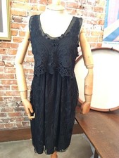Pretty Angel Dress S Small Black Lace Overlay Sleeveless Silk Blend New