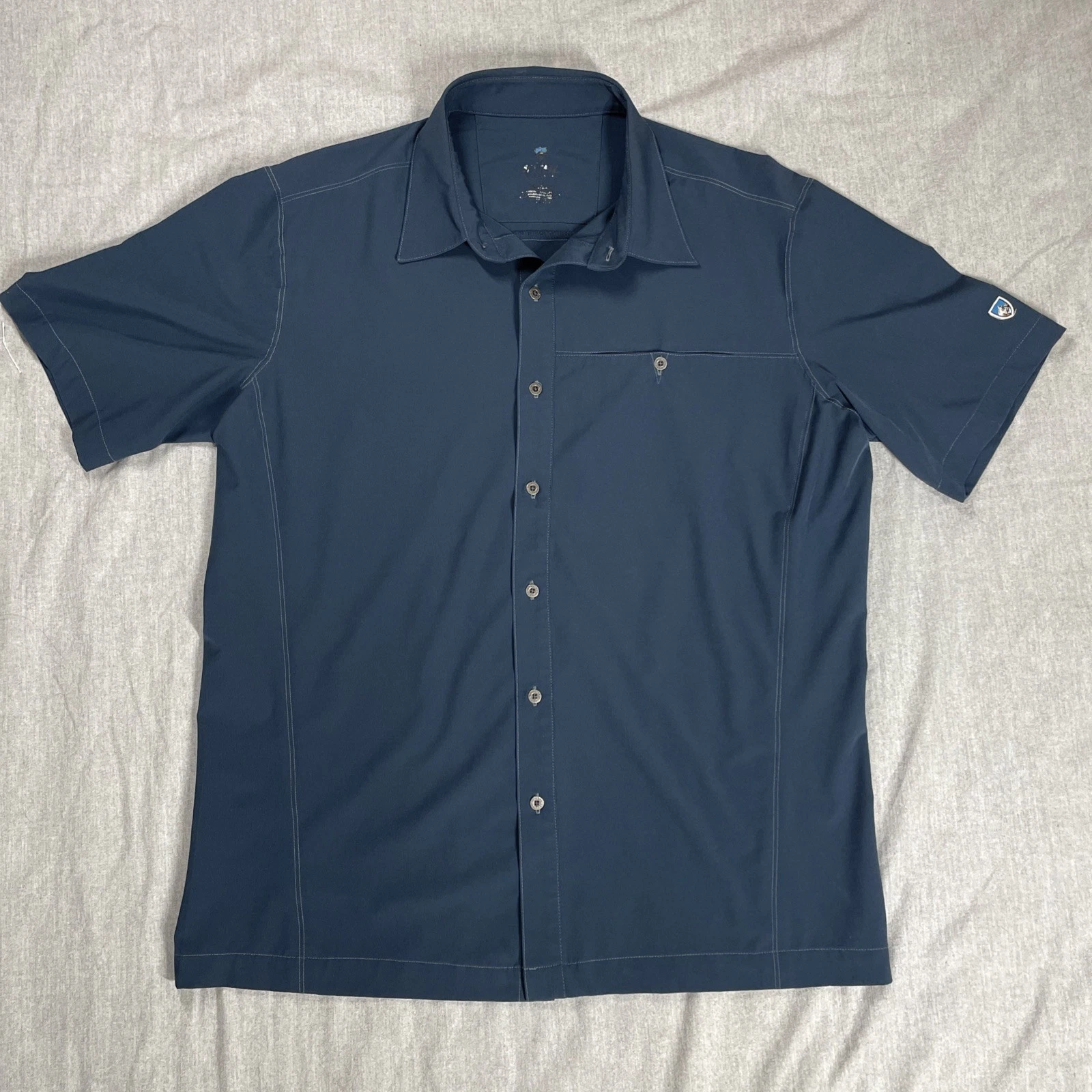 Kuhl Tufflex Shirt Mens Sz L Blue Button Up Short Sleeve Outdoors Hiking