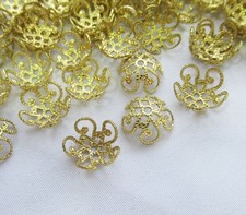 200pcs Brass Bead Caps 10mm Filigree Findings for DIY Jewelry Making