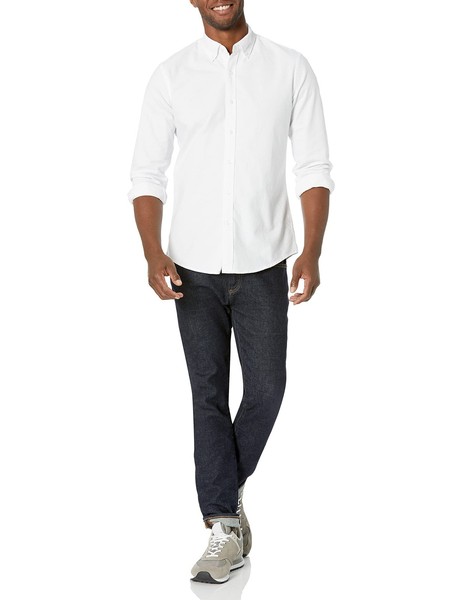 Amazon Essentials Herren Oxford-Hemd Slim Fit Weiß M Langarm-image
