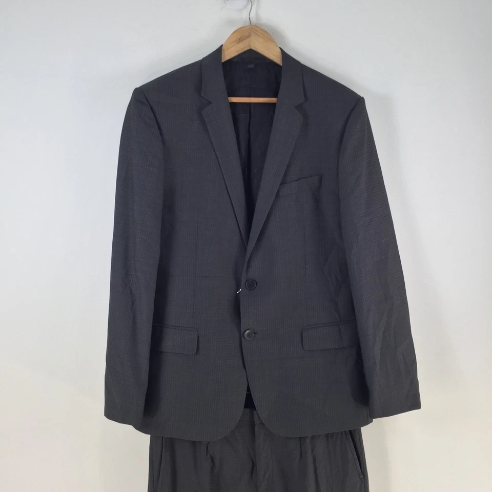 Hugo Boss 2 piece suit mens jacket 42 slim + pants 34 grey wool 116398 - image 2 of 4