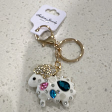 Fashion Jewelry Gold Tone Metal Rhinestone Bling Sheep Charm Keyring