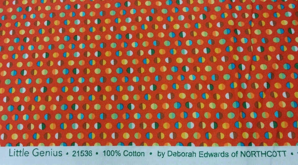 Tela de algodón Little Genius naranja multi lunares Debrorah Edwards BTHY #4 Foto 4 de 4