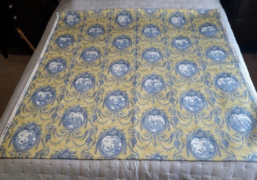 Waverly Vintage Toile 6.3 Yards Yellow Blue French Country Upholstery Fabric - Picture 16 of 22