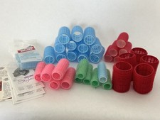 Plastic Vintage Brush Magnetic Roller Hair Curlers Various Size Lot of 37 Velcro