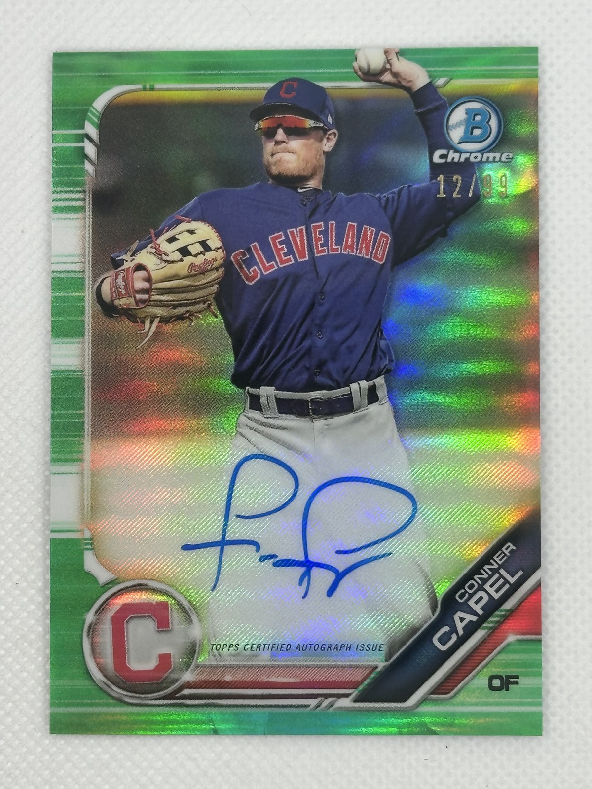 Conner Capel 2019 Bowman Auto Chrome Autograph Green Refractor AU Rockies #/99
