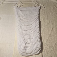 Fashion White Strappy Bodycon Dress Ruched Pullover Polyester Sleeveless XL