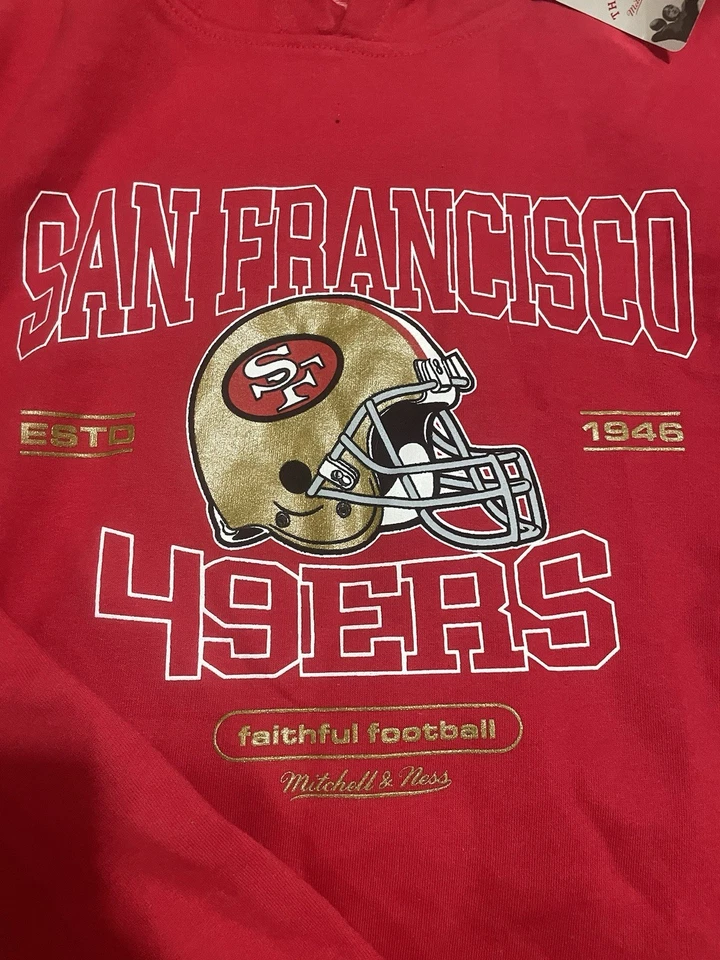 NUEVO Para hombres San Francisco 49ers Mitchell & Ness Casco Clásico Pullover XL Foto 2 de 4