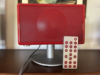 Works! Geneva Sound System Model S Compact Shelf Stereo Cherry Red w/ Remote