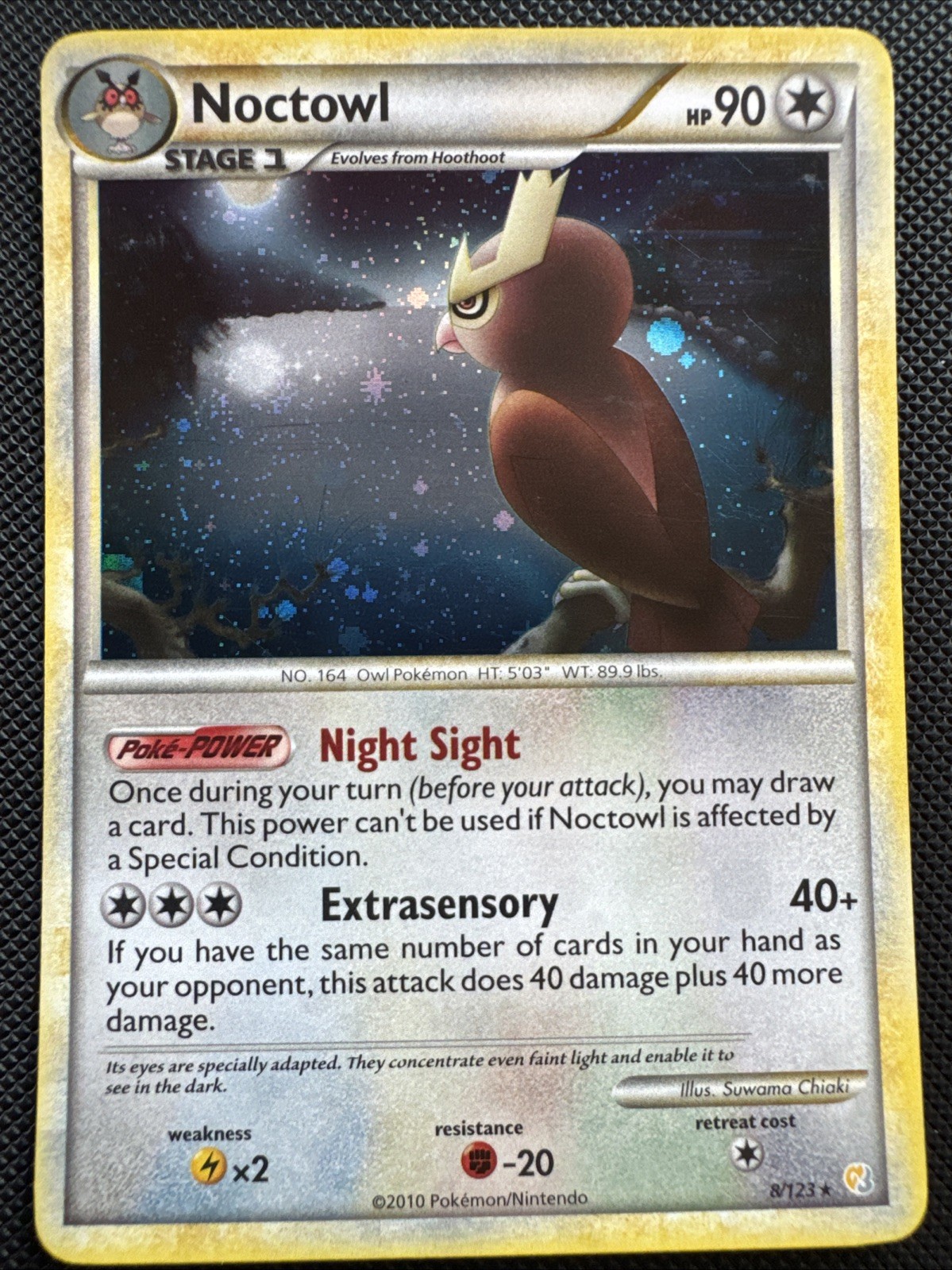 Noctowl 8/123 Heartgold & Soulsilver Holo 🌀SWIRL🌀