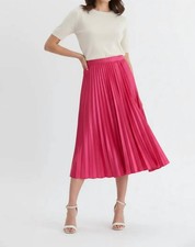 Entro Pleated Midi Skirt Pretty In Pink