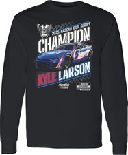 NEW 2025 KYLE LARSON NASCAR OFFICIAL SERIES CHAMP BLACK LS TEE SHIRT L6407