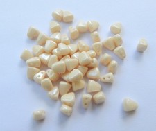 Nib-Bit Two Hole 6x5mm Chalk Beige Luster Czech Glass - 50 Beads