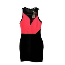 NWT Miss Selfridge Bodycon Dress Size 4 Black Pink Mesh Sleeveless Clubwear