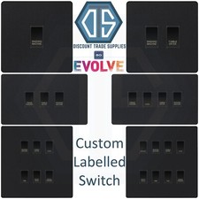 BG Evolve Matt Black Custom Labelled Appliance Grid Switch 1-8 Gang Kitchen