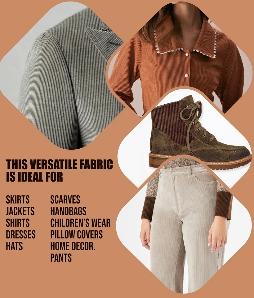 Corduroy Fabric 8 Wale Apparel 290-300GSM Solid Color by Continuous Yard 58" W - Image 4 of 4