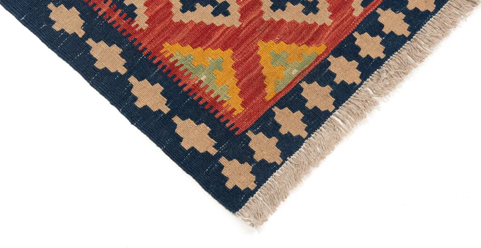 Alfombra persa tejida a mano Kelim 90x60 CM alfombra de lana Kilim alfombra roja oriental Foto 4 de 4