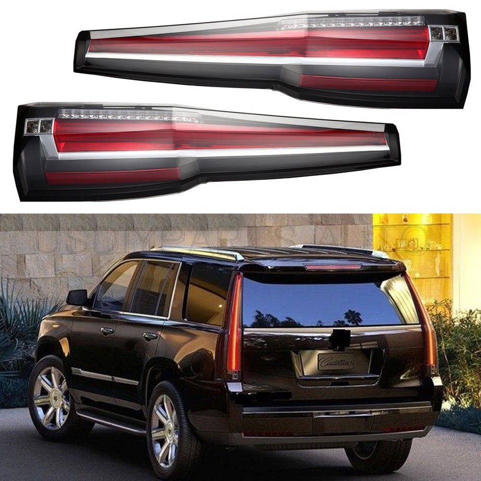VLAND LED Tail Light Assembly Pair – For GMC Yukon XL Denali 2015-2020, Cadillac Escalade Style, Clear Lens/Black Housing