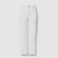 $198 Boyish Women's White The Mikey High Waist Wide Leg Pants Jeans Size 28