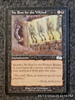 No Rest for the Wicked Urza's Saga PLD Black Uncommon MAGIC MTG
