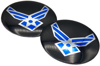2x Air Force Decal Sticker Emblem Fender Auto Car Truck Metal Dome Shape 2.20''