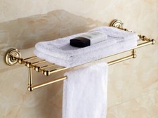 Gold Color Brass Bathroom Accessory Towel Rail Holder Storage Rack Shelf Bar