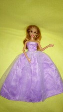 Barbie Puppen Kleid Prinzessin Ballkleid Hochzeitskleid Brautkleid Lila #J